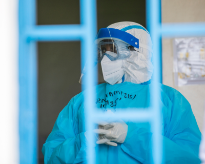 Ebola healthcare worker stock