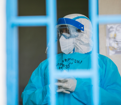 Ebola healthcare worker stock
